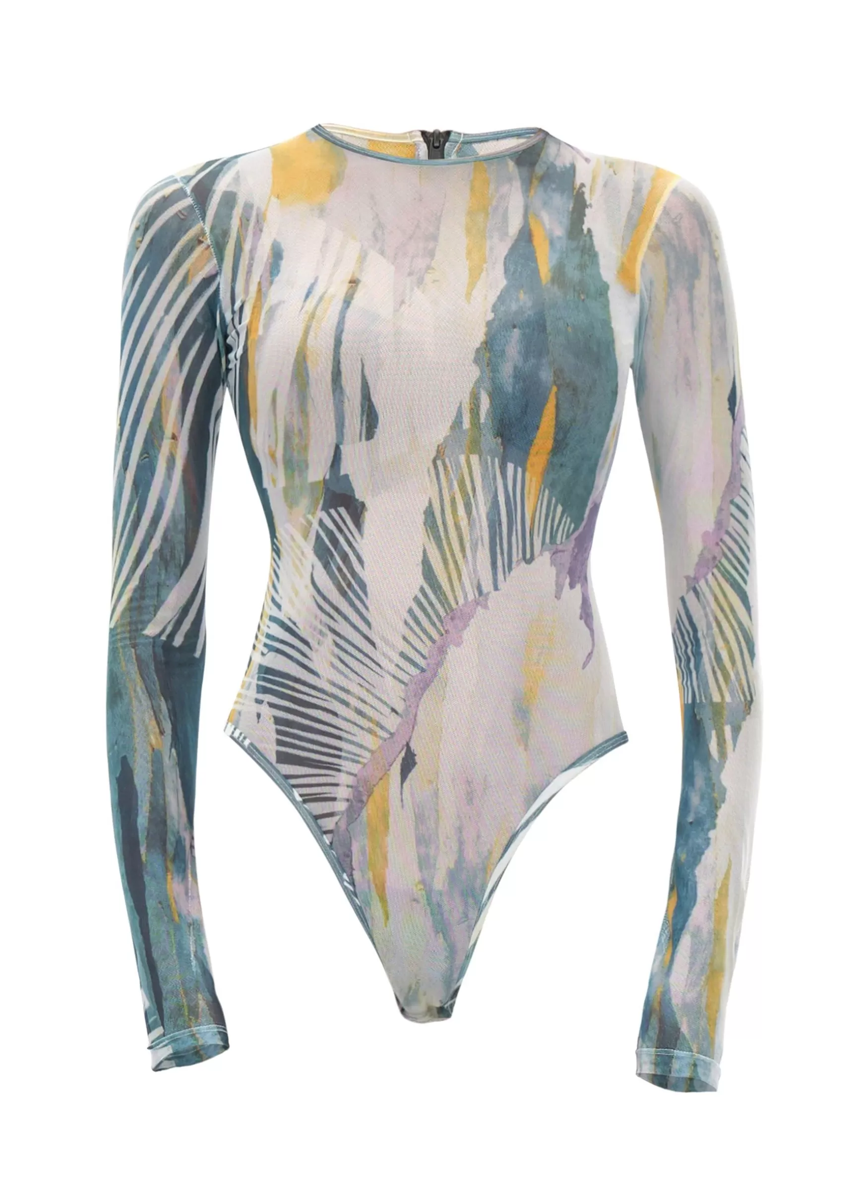 Outlet Elle Abstract Bark Mesh Bodysuit Women Tops