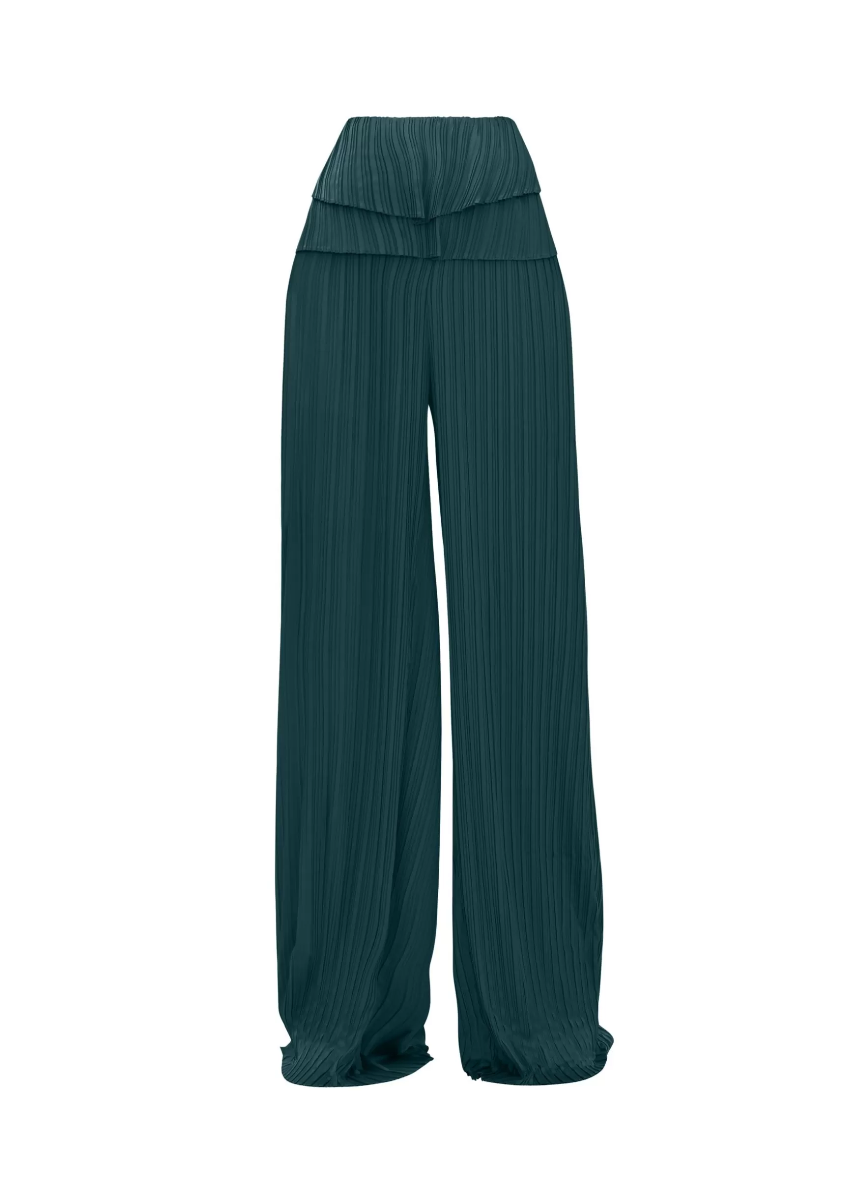 Shop Linea Green Pleated Pants Women Pants