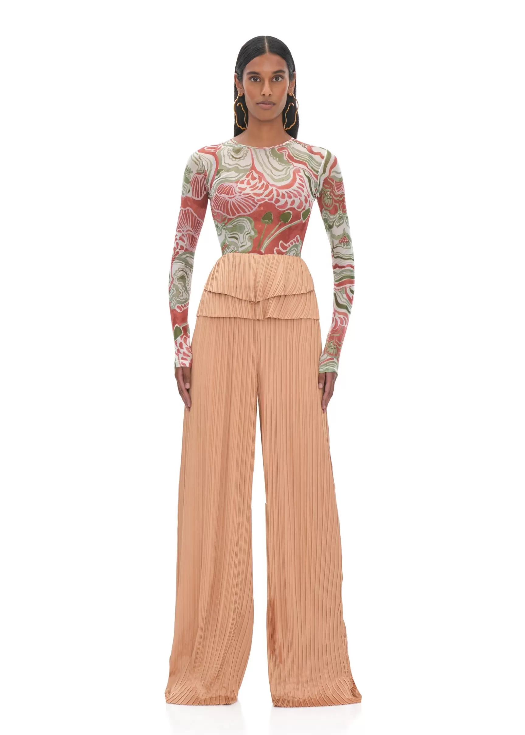 Shop Linea Toffee Pleated Pants Women Pants