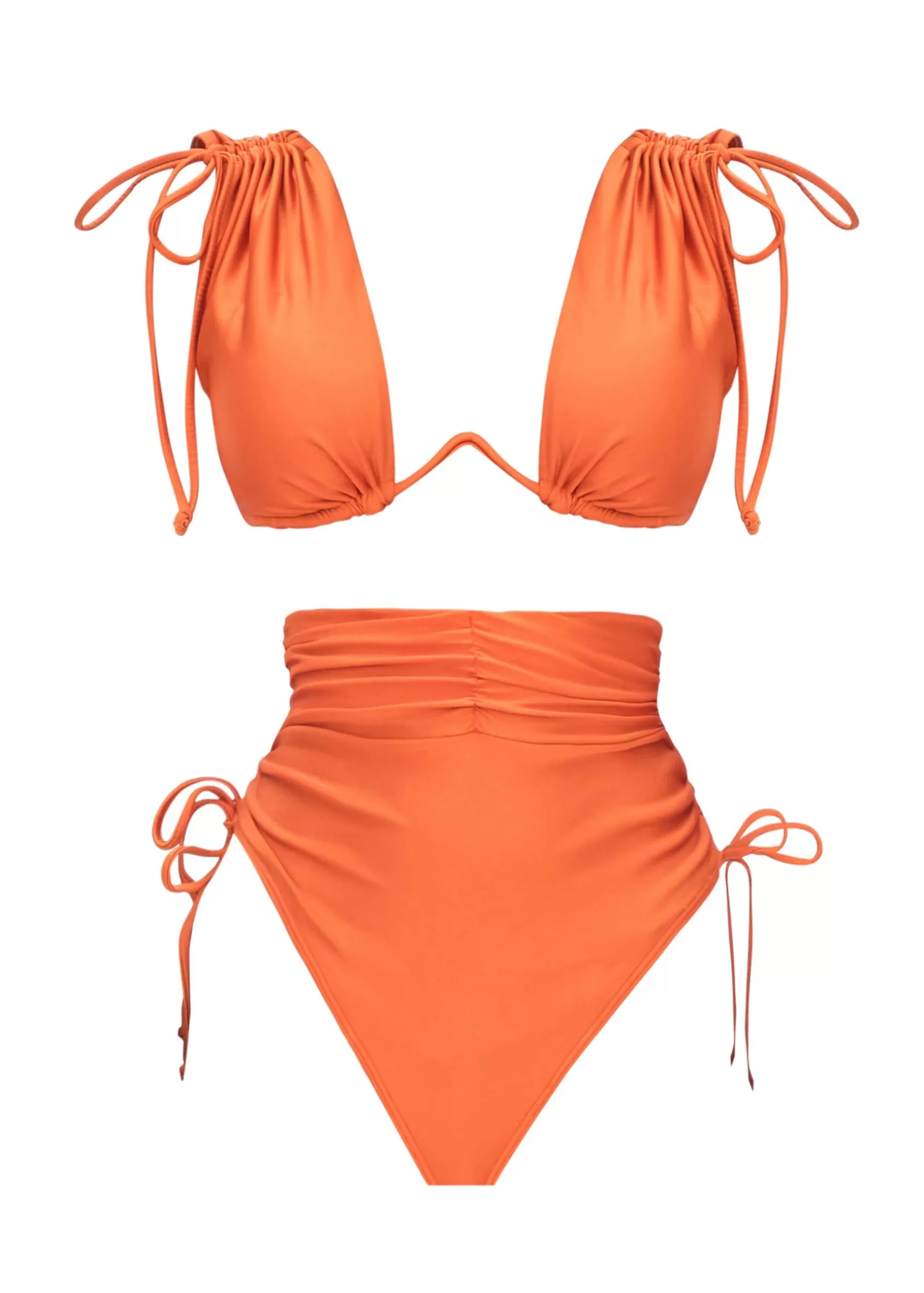 Cheap Menasa Orange High Rise Bikini Women Swimwear