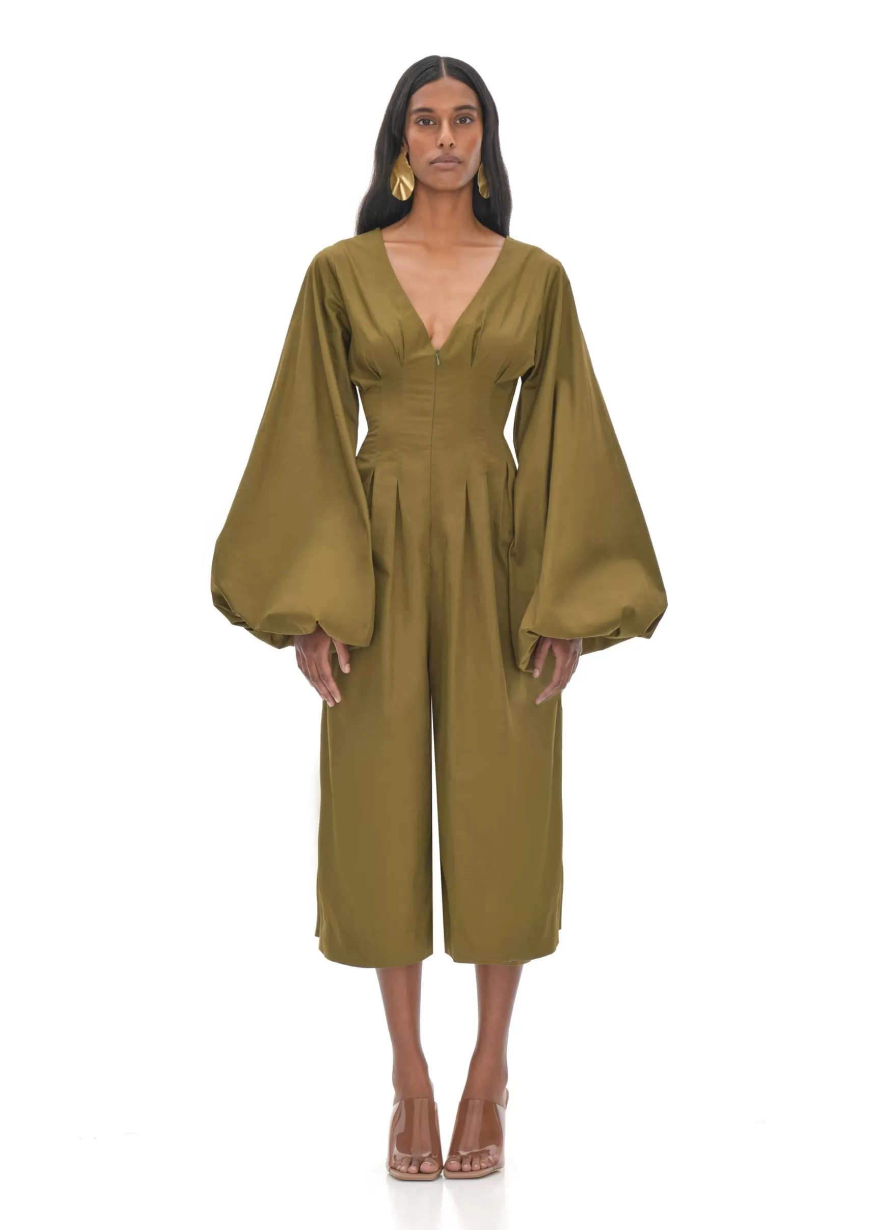 Shop Nia Culotte Olive Jumpsuit Women Jumpsuits