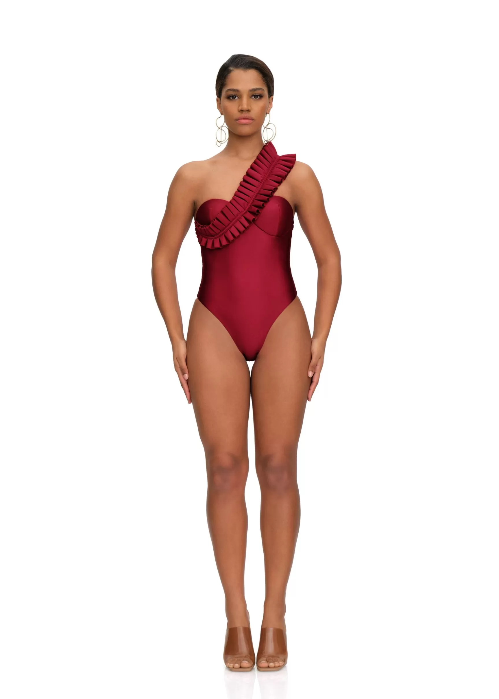 New Nisi One Piece Swimsuit-Wine Women Resortwear