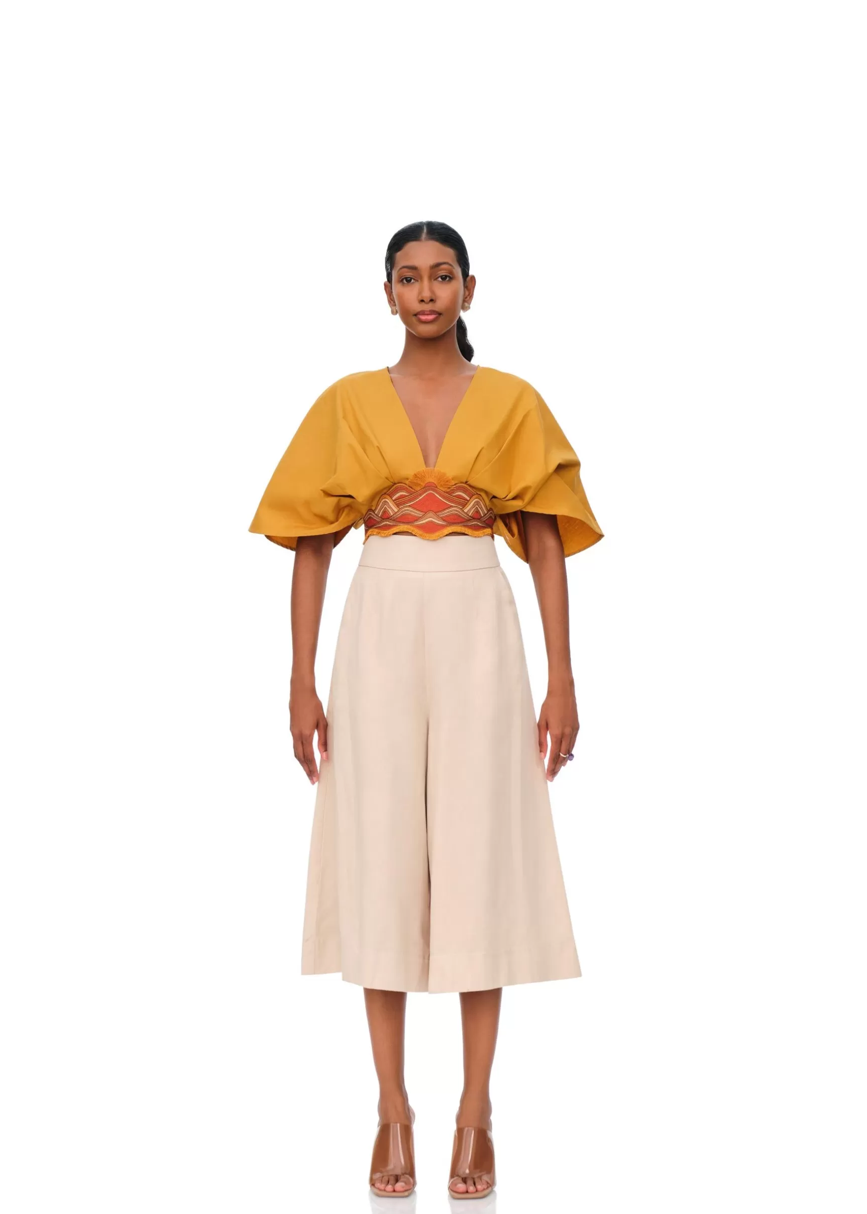 Online Olla Crop Top-Mustard Women Tops