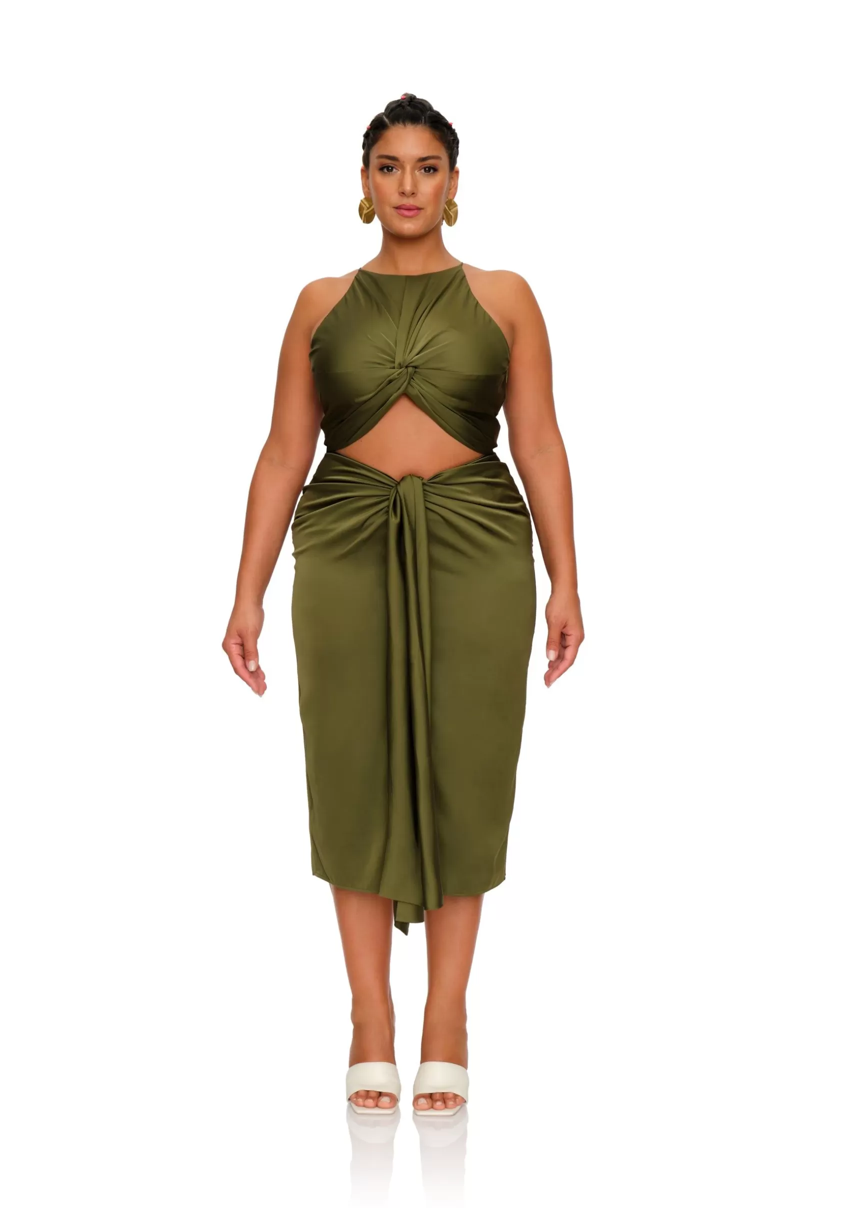 Outlet Reni Midi Dress-Olive Women Dresses